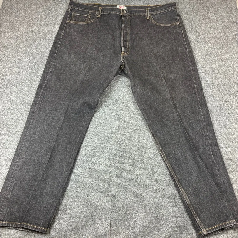 Y2K 90s Levis 501 Original Straight Leg Jeans Mens 46x32 Dark Wash Button Fly